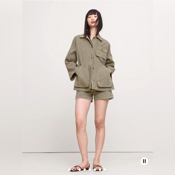 NWT Banana Republic Washed Cotton Chore Jacket Size XS In Desert Thyme Green - Picture 1 of 13